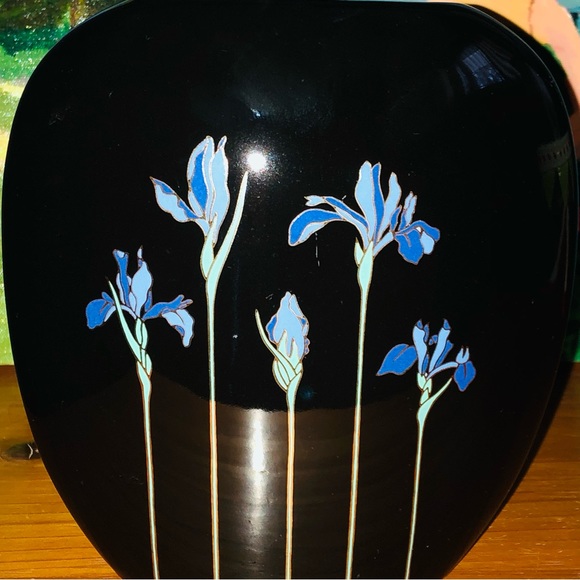 80's Blue Iris Vase - Otagiri Japan - Purple Iris Vase - 80's Floral Vase - Picture 6 of 16